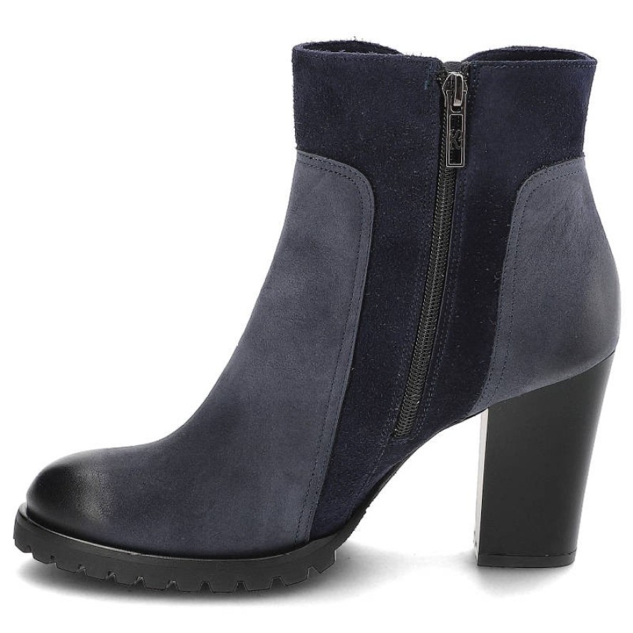 Granatowe Botki Szydłowski Damskie Stylowe Obuwie