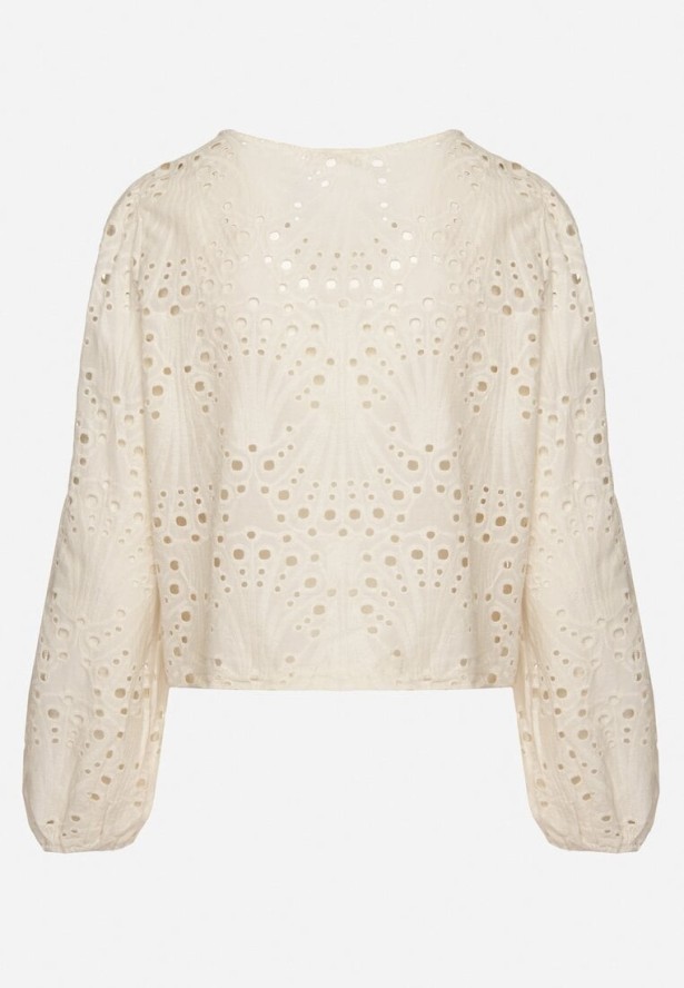 Beżowa Haftowana Koszula z Bawełny Fonarose