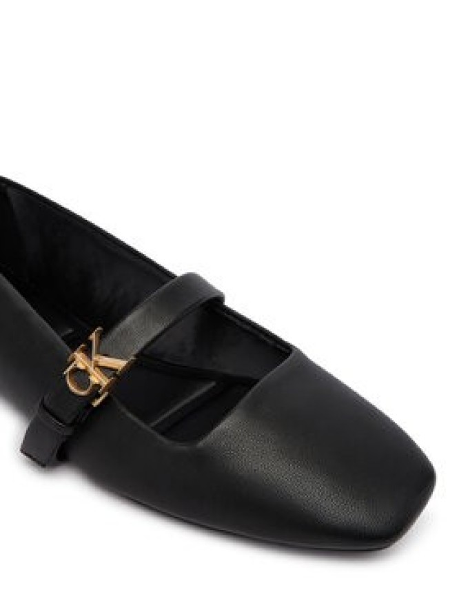 Calvin Klein Baleriny Squared Ballerina Mj Lth Mg Hdw HW0HW03430 Czarny