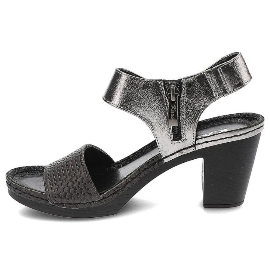 Szare Sandały Karino Wygodne Buty Na Obcasie