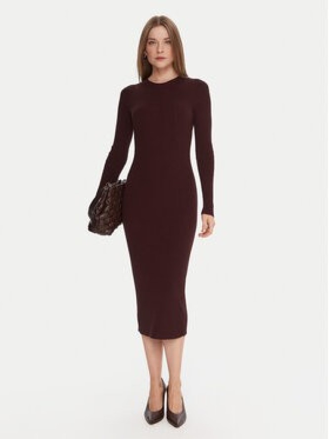 Kontatto Sukienka dzianinowa 3M0829C Bordowy Slim Fit