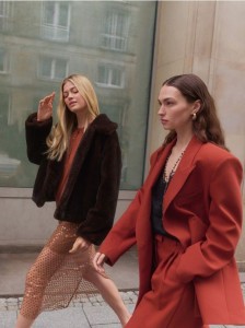 Sztuczne futerko z kołnierzem - ciemnobrązowy