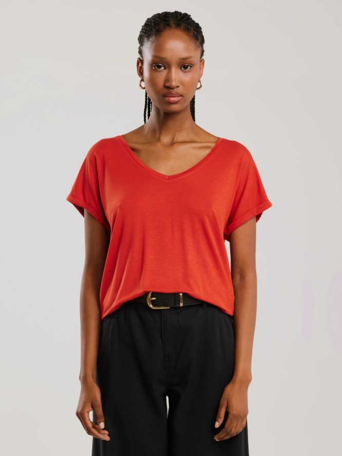 Koszulka damska o luźnym kroju czerwona Valeria 704