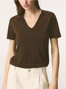 Sweter polo - brązowy