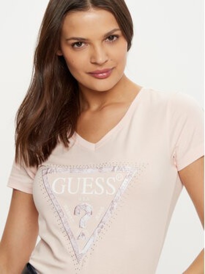 Guess T-Shirt W5RI21 J1314 Beżowy Regular Fit