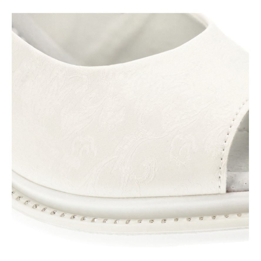 Białe Sandały S.Barski Eleganckie Obuwie Damskie Na Koturnie