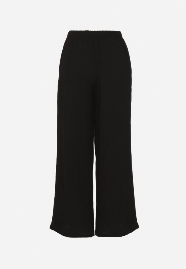 Czarne Spodnie Palazzo o Szerokim Kroju z Wysokim Stanem Aravenna