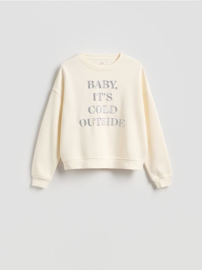 Bluza z haftowanym napisem - złamana biel