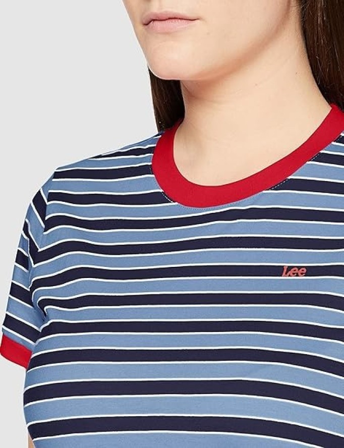 LEE DAMSKA KOSZULKA YARN DYE STRIPE TEE FROST PINK L41PKAMC 112109129