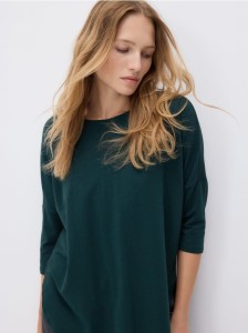 Longsleeve z modalem - ciemnozielony