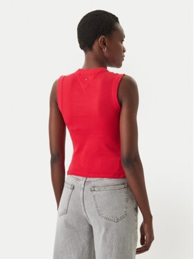 Tommy Jeans Top DW0DW22577 Czerwony Slim Fit