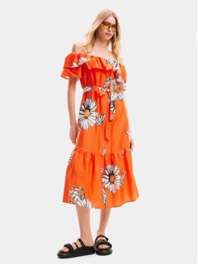 Desigual Sukienka letnia Georgeo 24SWVW02 Pomarańczowy Regular Fit