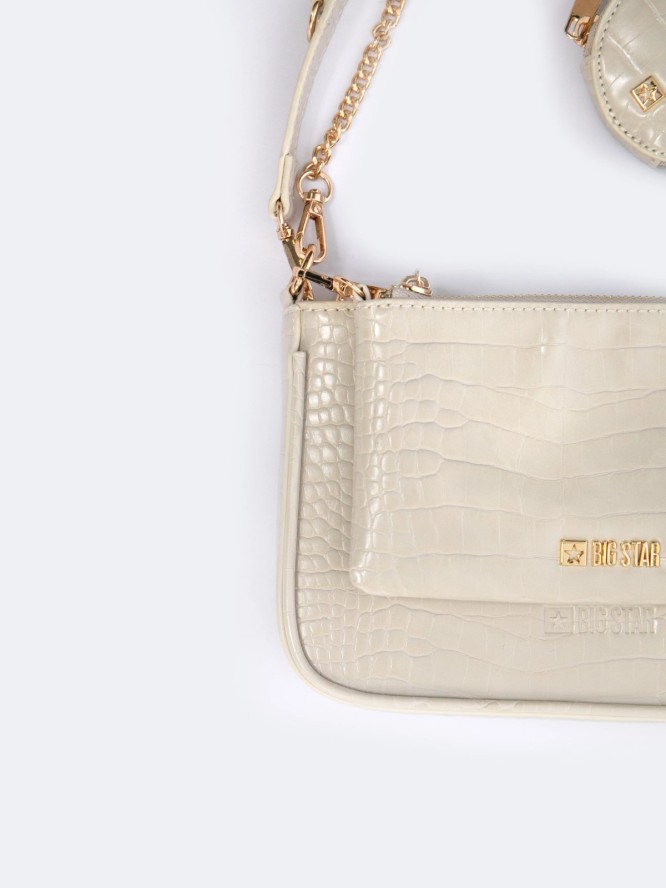 Torebka damska multibag o strukturze krokodyla kremowa Uteri 102