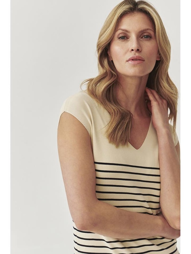 TATUUM Sukienka dzianinowa w kolorze beżowo-czarnym rozmiar: L