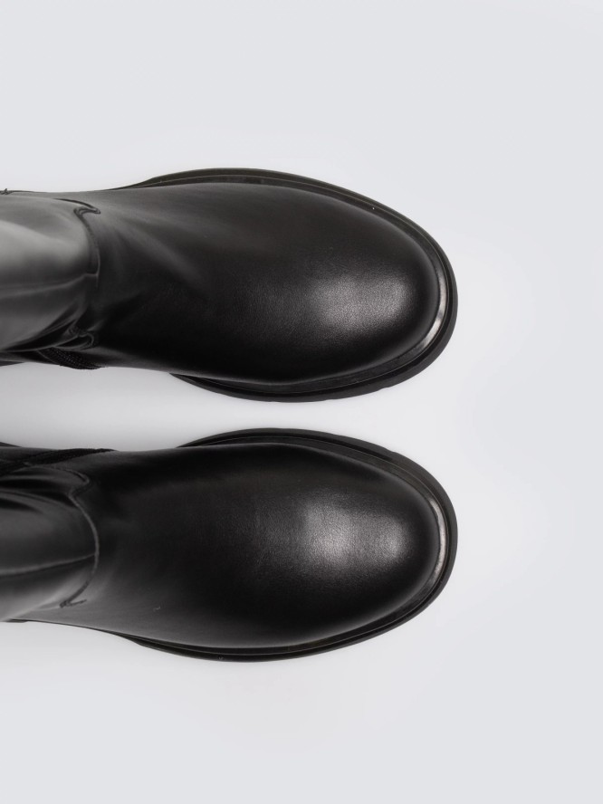 Kozaki damskie ze skóry naturalnej czarne SS274618 906