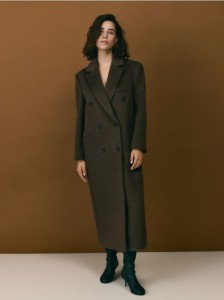 Płaszcz oversize z wełną - brązowy