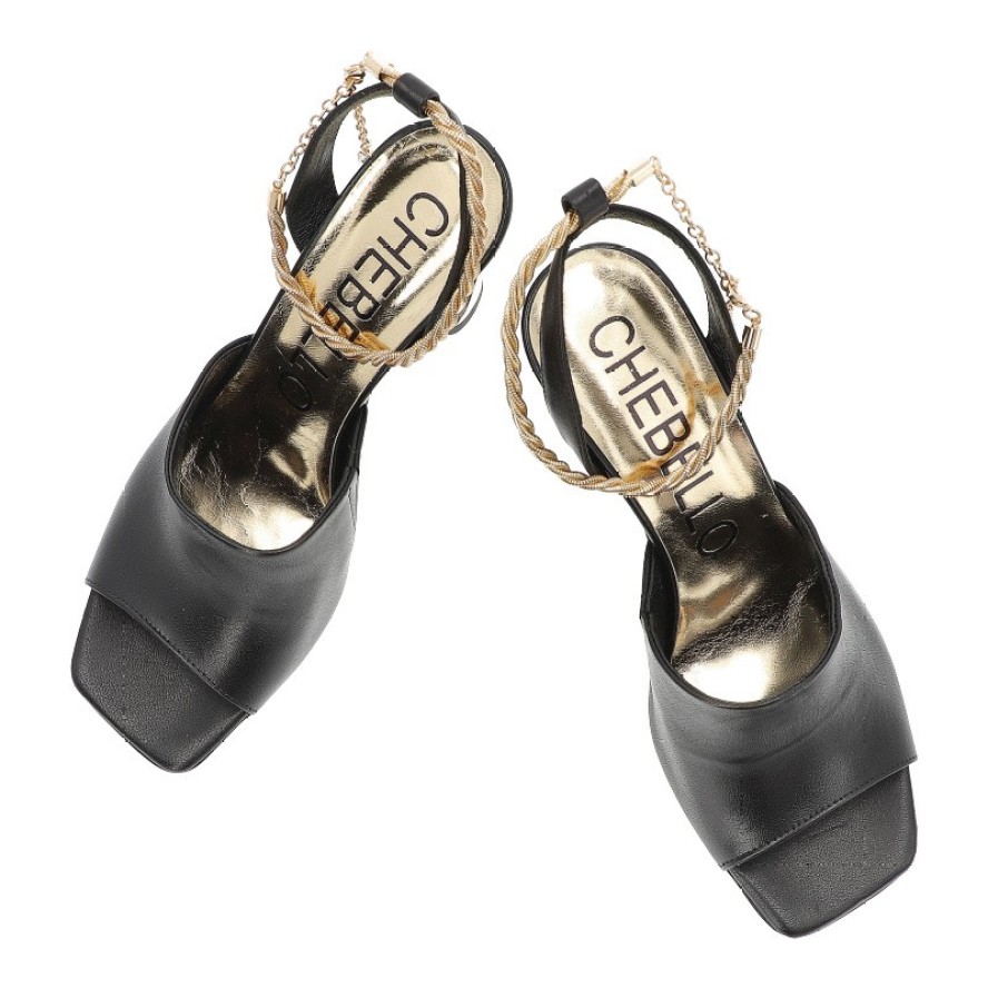 Czarne Sandały Chebello Eleganckie Obuwie Damskie Na Szpilce