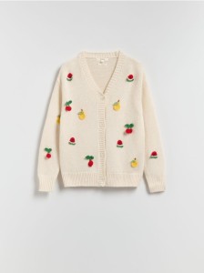 Kardigan z ozdobną aplikacją - wielobarwny