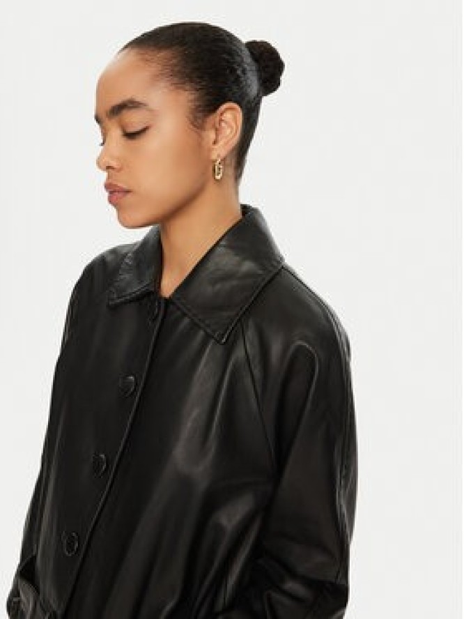 Luisa Spagnoli Kurtka skórzana Superbo 541221 Czarny Loose Fit