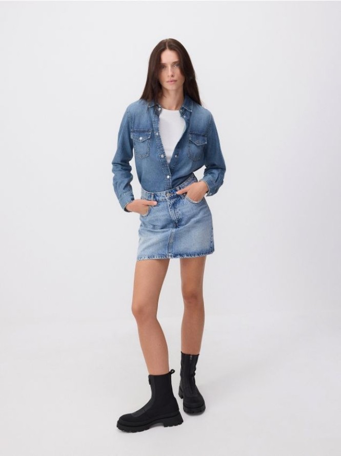 Jeansowa spódnica mini - niebieski