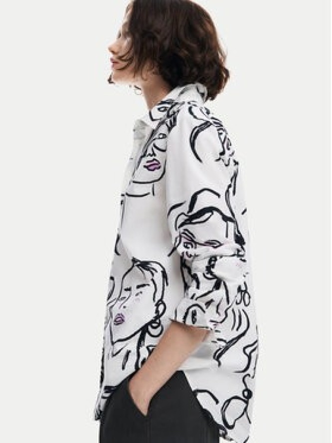 Desigual Koszula Faces 24WWCW34 Biały Regular Fit