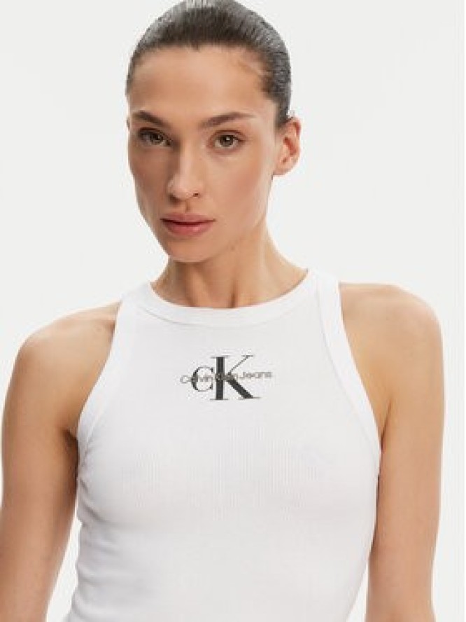 Calvin Klein Jeans Top Monologo J20J225301 Biały Slim Fit