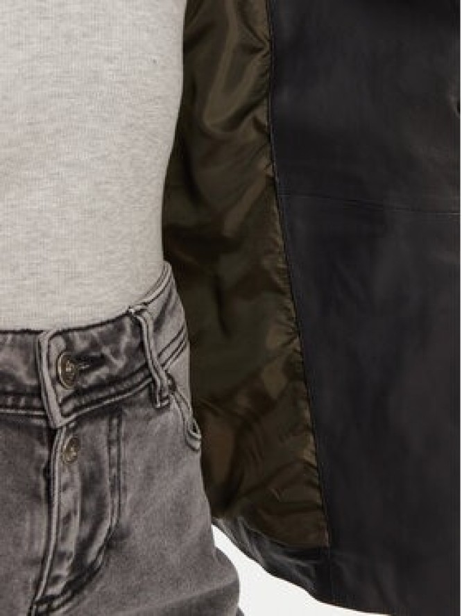 Serge Pariente Kurtka skórzana Caprice Czarny Slim Fit