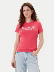 Tommy Jeans T-Shirt Essential DW0DW19447 Różowy Slim Fit