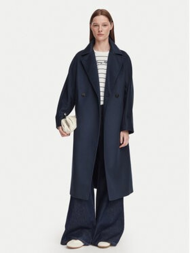 Weekend Max Mara Płaszcz wełniany Resina 2625016021 Granatowy Regular Fit