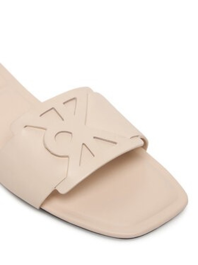 Calvin Klein Klapki Square Flat Sandal Emblem HW0HW03128 Écru