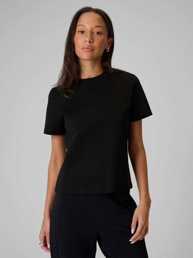 4F T-shirt regular gładki damski - czarny S