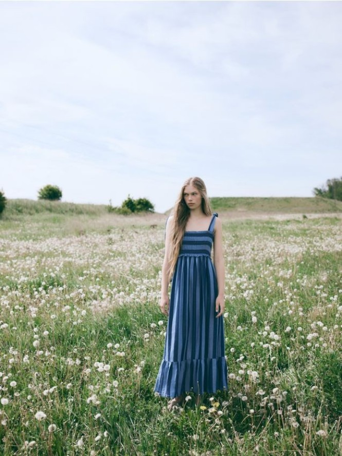 Sukienka z lyocellu - niebieski