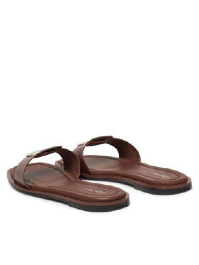 Calvin Klein Klapki Flat Slide W/Ck Hw Big - Lth HW0HW02482 Brązowy
