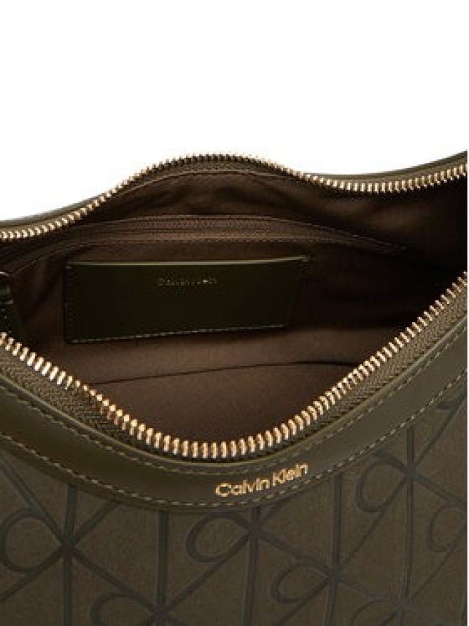 Calvin Klein Torebka Emblem Aop Sueded Shoulder Bag LV04F3880G Zielony ciemny