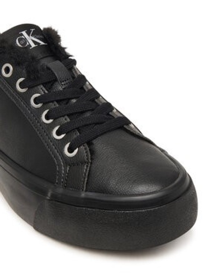 Calvin Klein Sneakersy Vulc Flatf Laceup Lth Fur HW0HW03235 Czarny