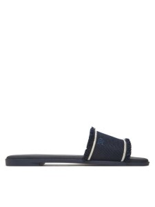 Tommy Hilfiger Klapki Fringe Canvas Flat Sandal FW0FW08908 Granatowy
