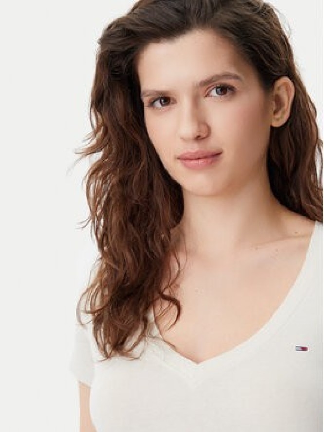 Tommy Jeans T-Shirt DW0DW20458 Beżowy Slim Fit