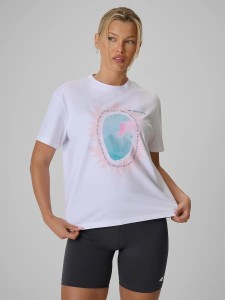 T-shirt loose z nadrukiem damski 4F 4FRSS26TTSHF4536