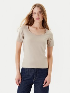 United Colors Of Benetton T-Shirt 3FJHD401P Beżowy Slim Fit