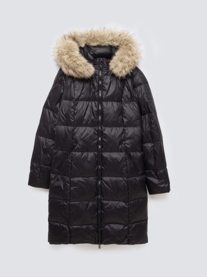 Płaszcz damski puchowy z naturalnym wypełnieniem czarny Melissa 906