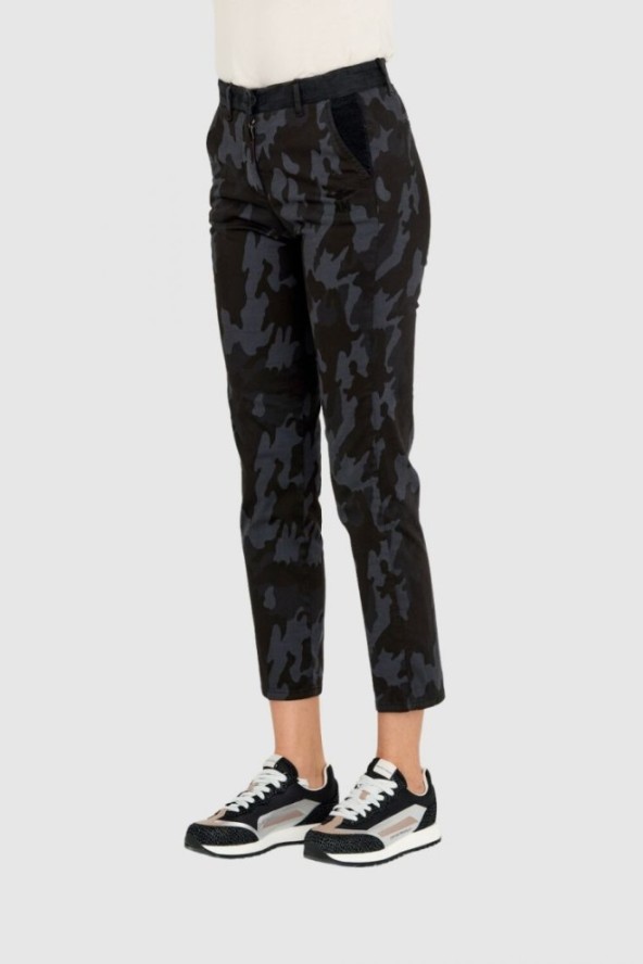 AERONAUTICA MILITARE Spodnie chinosy damskie w czarne moro, Rozmiar 40 IT - 36 EU