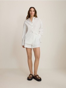 Szorty z bawełnianego muślinu - biały