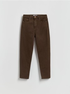 Jeansy mom fit slim - brązowy
