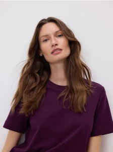T-shirt z bawełny merceryzowanej - fioletowy