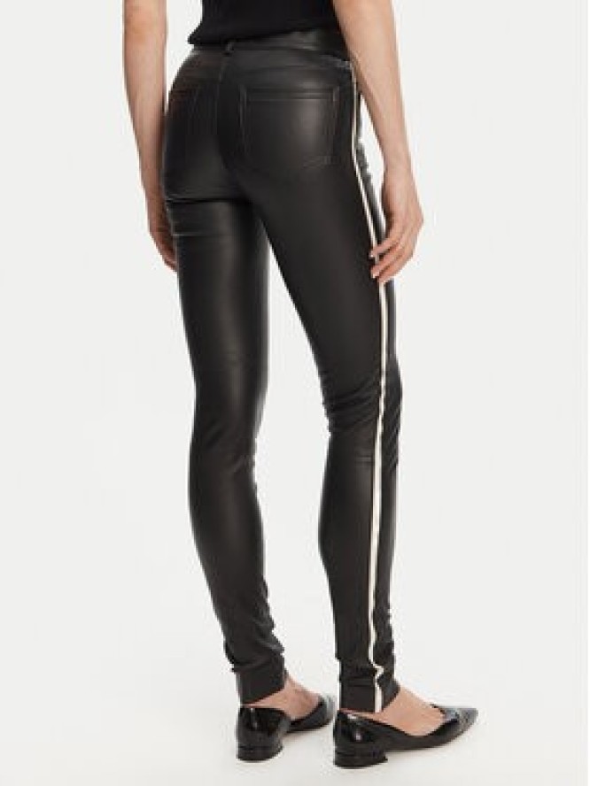 Serge Pariente Spodnie skórzane Sexy Stretch Thin Strip Czarny Slim Fit