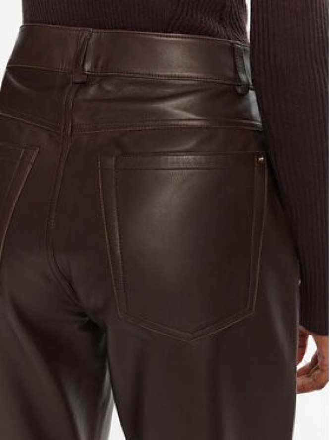 Marella Spodnie skórzane Doroty 2523436014 Brązowy Straight Fit
