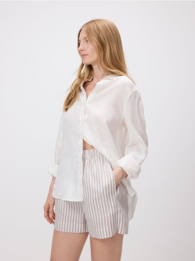 Lniane szorty - wielobarwny