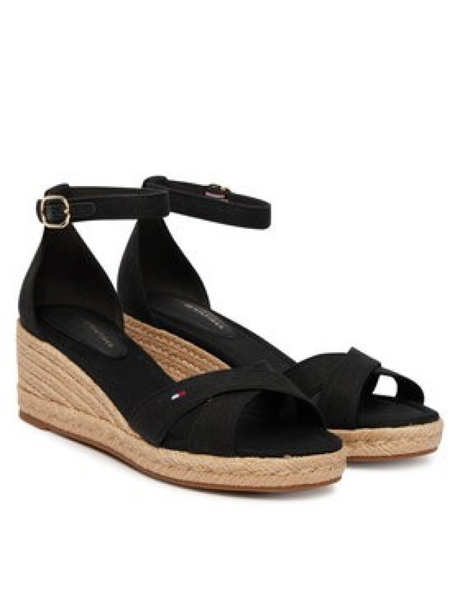 Tommy Hilfiger Espadryle Mid Wedge Espad X Cross FW0FW09332 Czarny