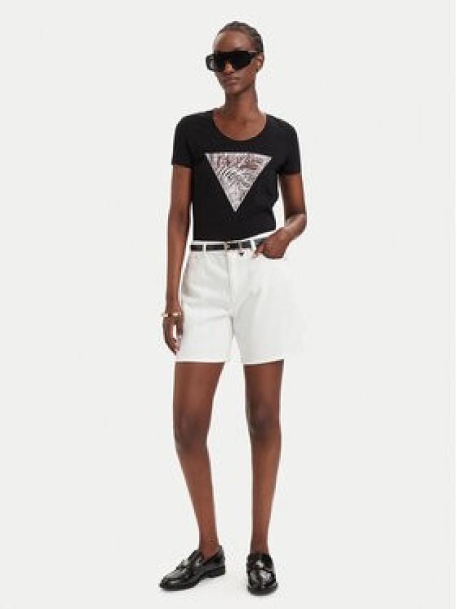 Guess Szorty jeansowe W6GD1A D0704 Biały Relaxed Fit