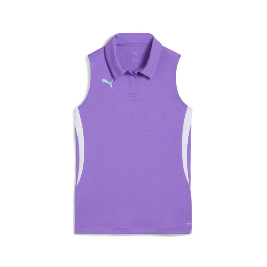 Damska koszulka polo Individual do padla PUMA Purple Glimmer Aquatic White Green